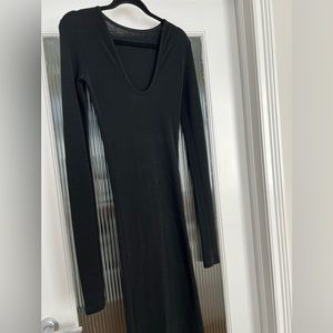 JEAN PAUL GAULTIER FEMME vintage, black long sleeve, back scoop Wool Dress. S/M
